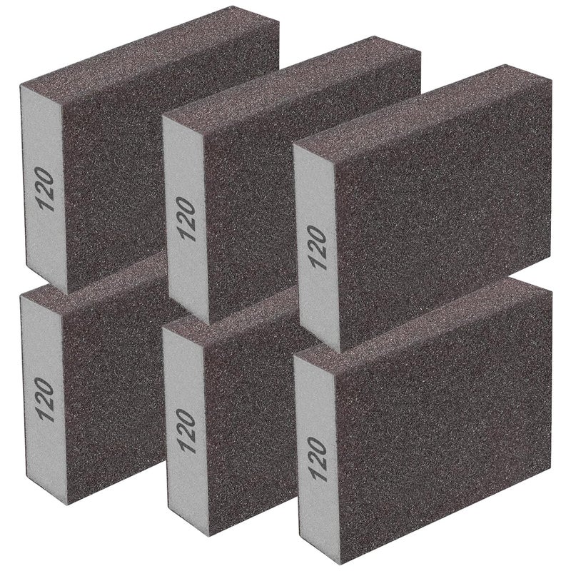 Eoppen 6Pcs Sanding Sponge 120 Grit Sanding Block Washable and Reusable for Wood, Metal, Wall Polish - Image 1